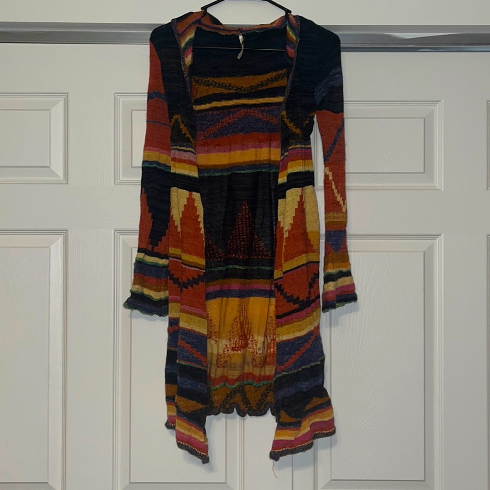 Free people Pueblo yarn Lima Aztec hooded cardigan